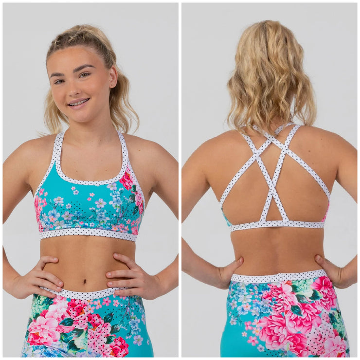 Sylvia P - Azalea Blooms Crop Top - Adult (21-11-GHY-010) - Green Final Sale