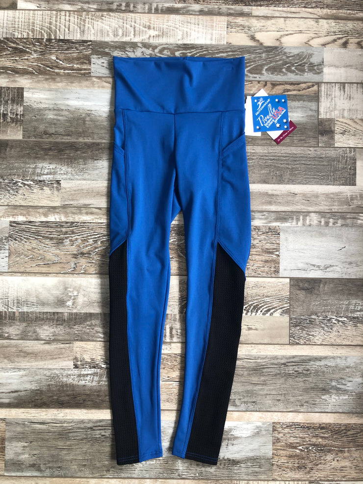 Motionwear - Devon High Waist Diagonal Legging w/Pocket - Adult (7274-596) - Ocean Blue Moss Interlock - Final Sale