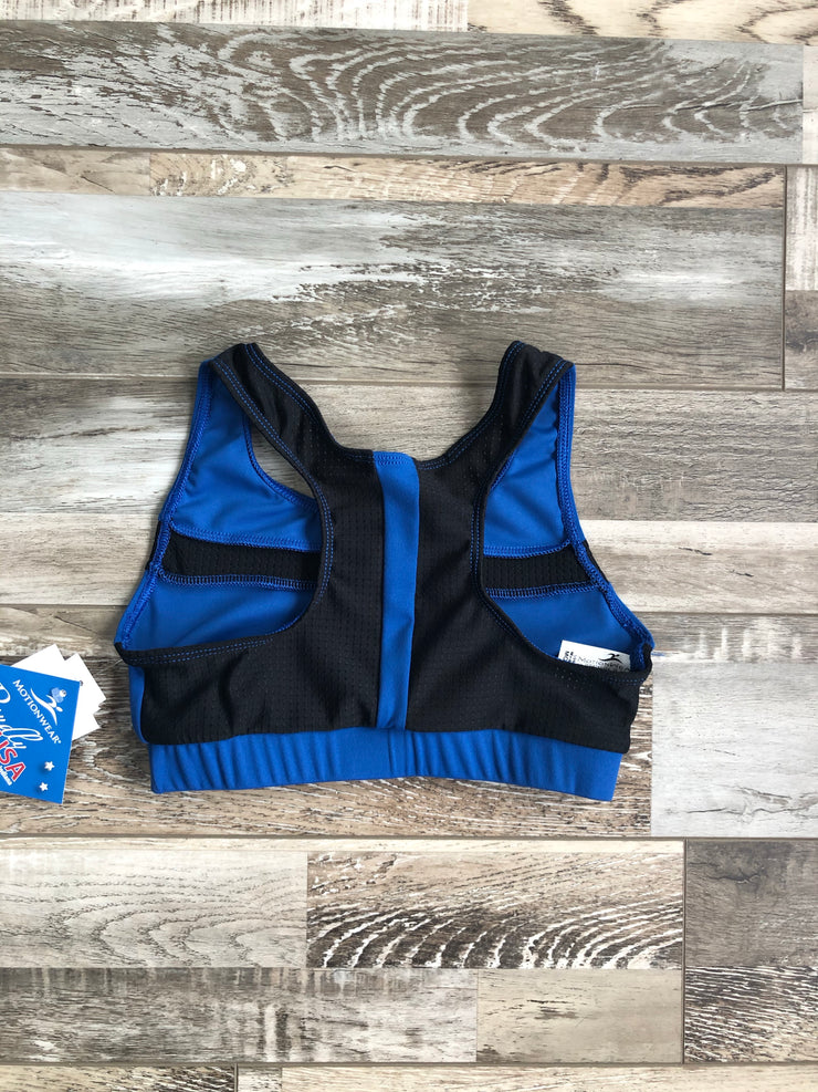 Motionwear - Devon Inset Stripe Racerback Bra - Child/Adult (3231-596) - Ocean Blue Moss Interlock - Final Sale