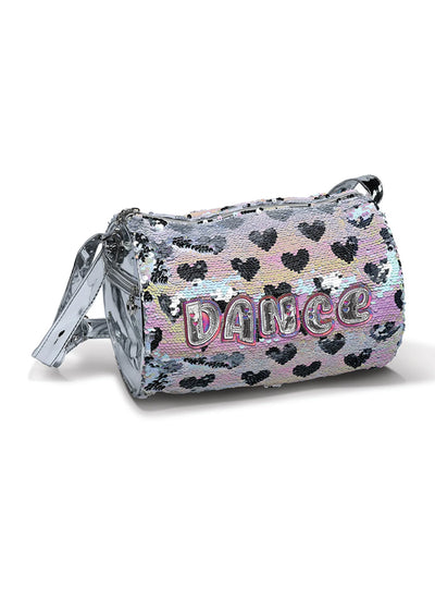 Danz N Motion - Sequin Hearts Pearlescent Duffel (B23517) - Silver