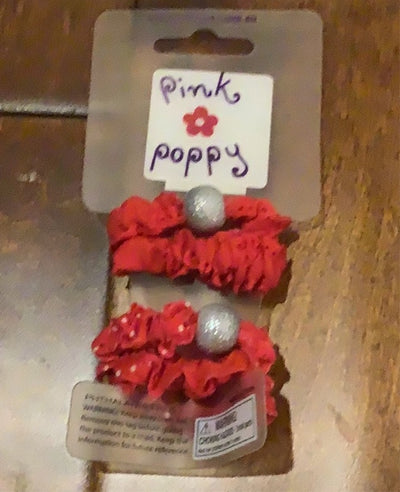 Pink Poppy - Polka Dot and Solid Hair Scrunchies (SBT098) - Red