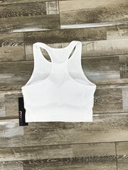 Mono B -Ribbed Racerback Cropped Active Top (AT-B0488) - White - Final Sale