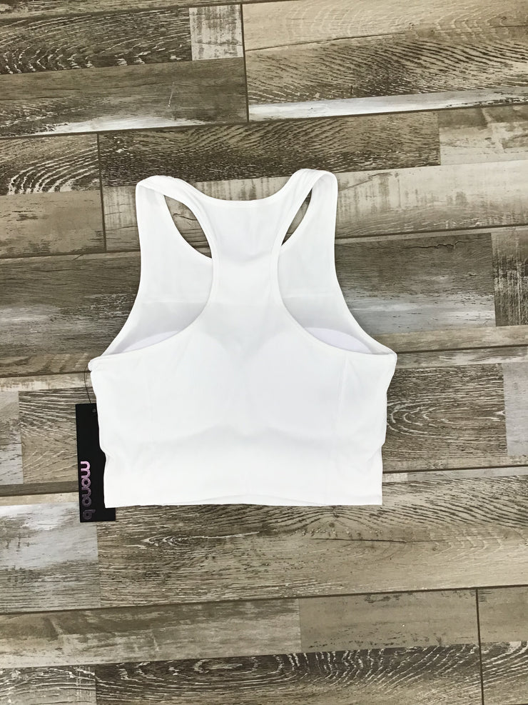 Mono B -Ribbed Racerback Cropped Active Top (AT-B0488) - White - Final Sale