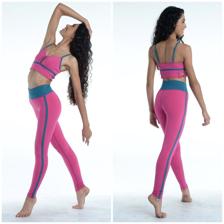 Danz N Motion - Full Length Legging with Side Stripe - Child/Adult (20412C/20412A) - Fierce Magenta - Final Sale