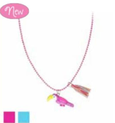 Pink Poppy - Tropical Toucan Necklace on Chain - (NCG116) - Pink/Purple