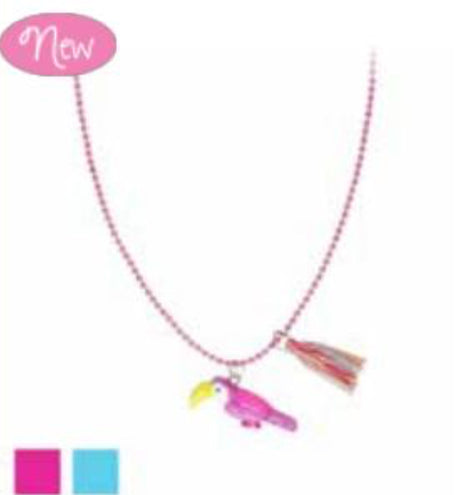 Pink Poppy - Tropical Toucan Necklace on Chain - (NCG116) - Pink/Purple