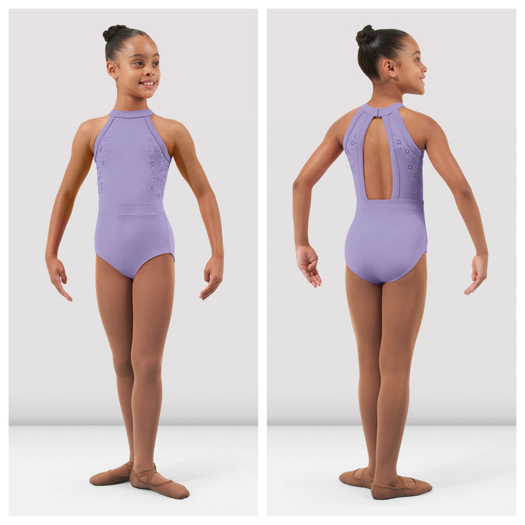 Bloch - Flower Vine Open Back Halter Leotard - Child (CL4345) - Lilac