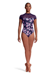 Mirella - Print Mock Neck Cap Sleeve Leotard - Adult (M5094LM) - Aubergine - Final Sale