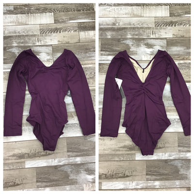 So Danca - Ruth Long Sleeve Leotard with Pinch Front and Low Back - Child (SL118) - Dark Purple
