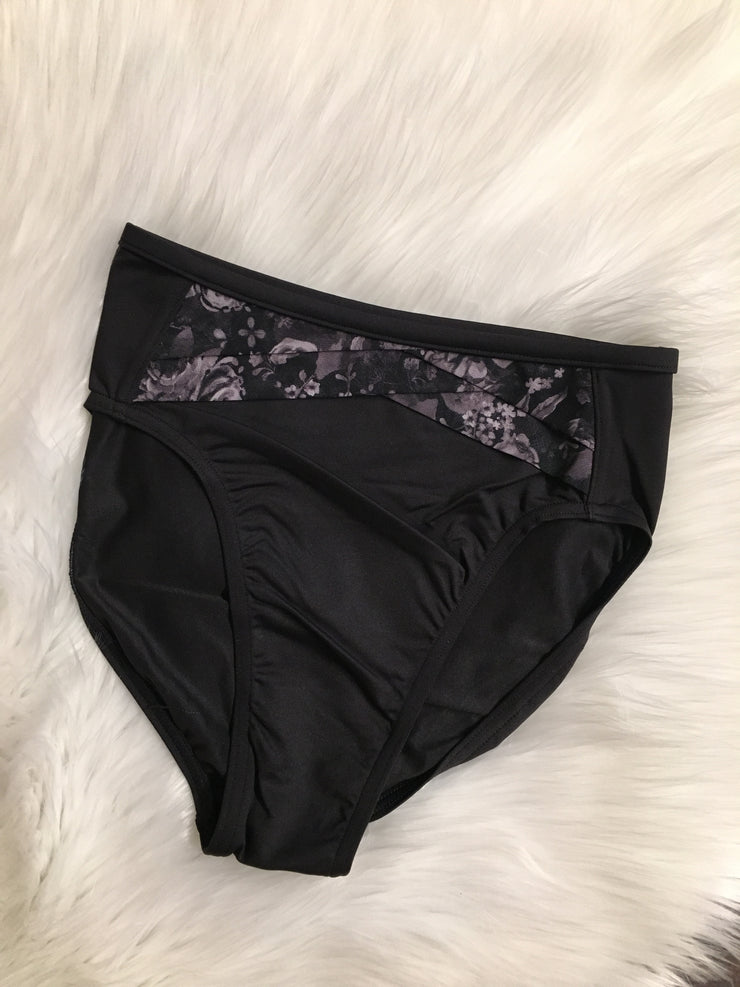 Bloch - Floral Mesh Layered High Leg Brief - Adult (FR5094) - Black - Final Sale
