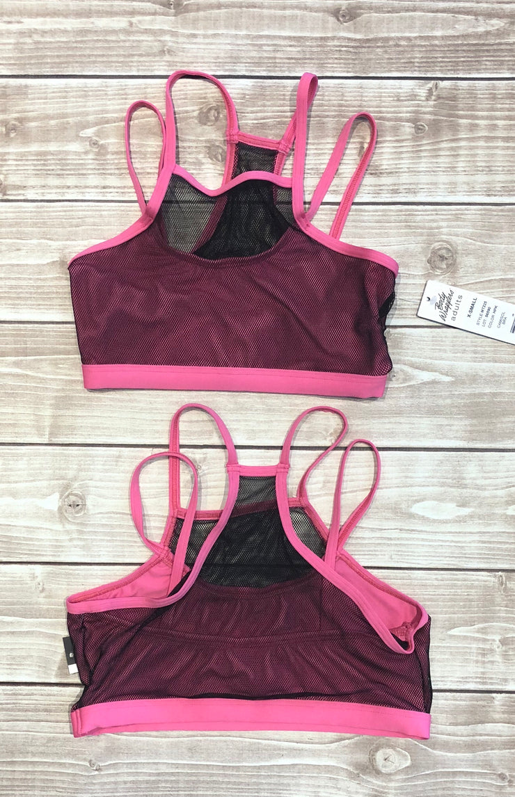 Body Wrappers - Mesh Camisole Bra Top - Adult (MT225) - Hot Pink/Black - Final Sale