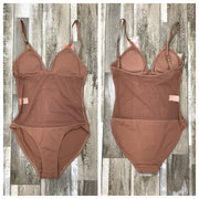 Capezio - Plunge Neck Mesh Midriff Leotard - Adult (3763W) - Mocha