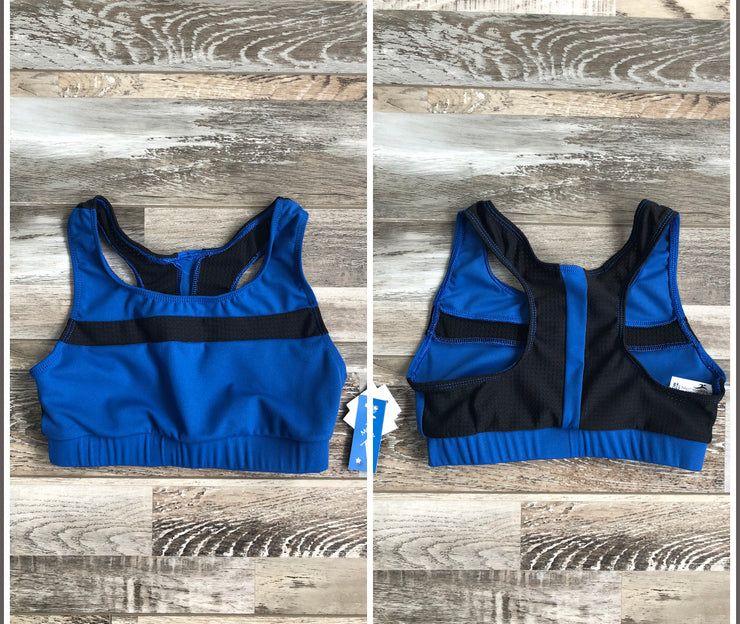 Motionwear - Devon Inset Stripe Racerback Bra - Child/Adult (3231-596) - Ocean Blue Moss Interlock - Final Sale