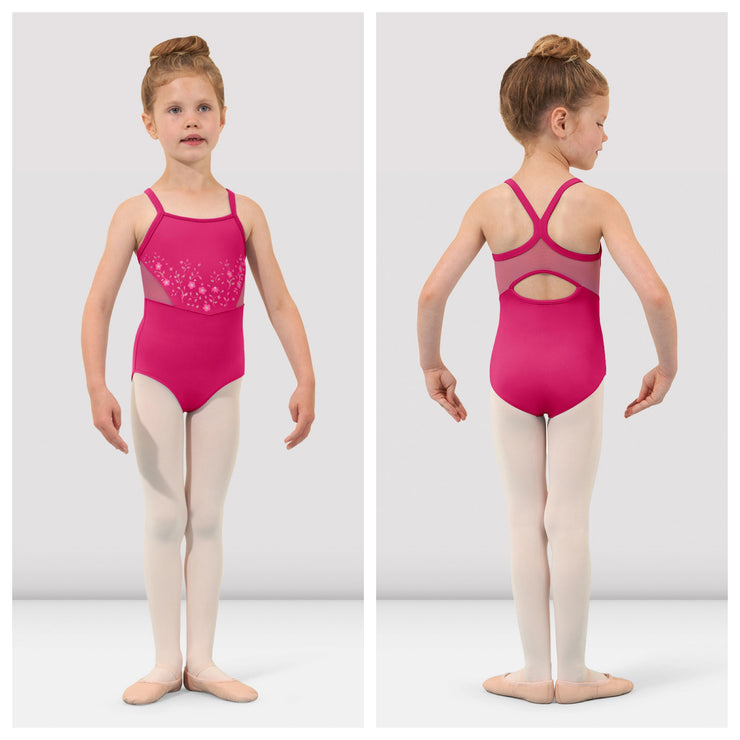 Bloch - Flower Vine Mesh Back Camisole Leotard - Child (CL4697) - Hot Pink
