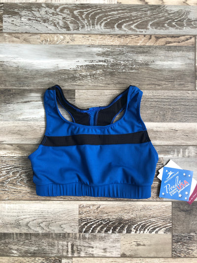 Motionwear - Devon Inset Stripe Racerback Bra - Child/Adult (3231-596) - Ocean Blue Moss Interlock - Final Sale
