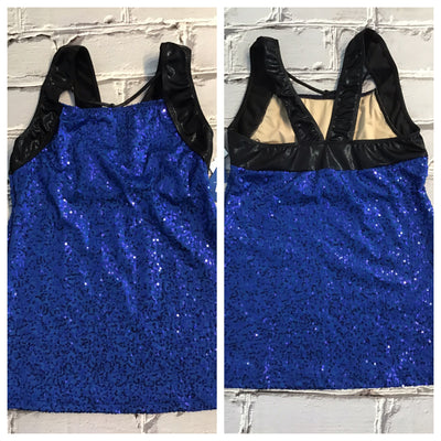 Motionwear - Blue and Black Bling Tank Top - Adult (3719-424) - Blue - Final Sale