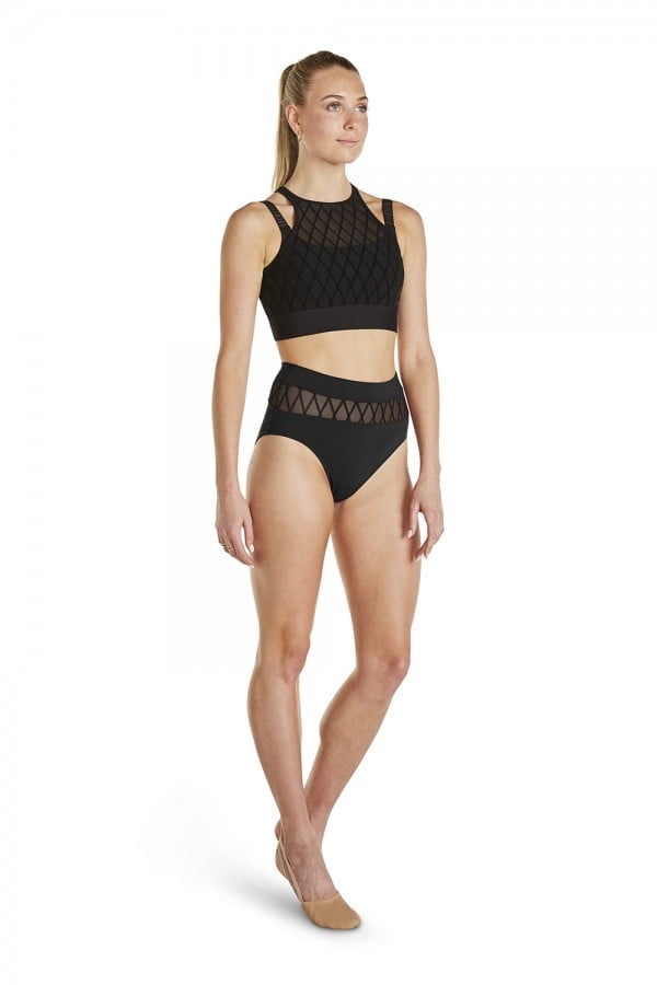 Bloch - Diamond Mesh High Waist Briefs - Adult (FR5041) - Black FINAL SALE