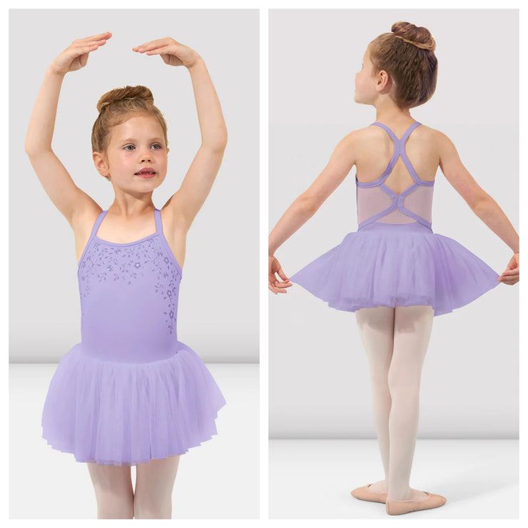 Bloch - Flower Vine Mesh Back Camisole Tutu Leotard - Child (CL4687) - Lilac
