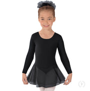 Eurotard Girls Long Sleeve Dance Dress with Cotton Lycra® - Child (10465) - Light Blue