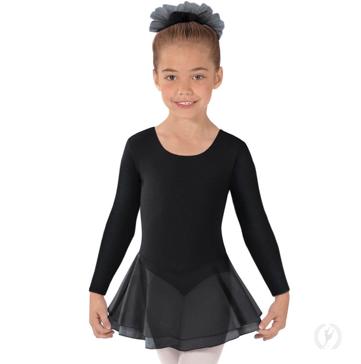 Eurotard Girls Long Sleeve Dance Dress with Cotton Lycra® - Child (10465) - Light Blue