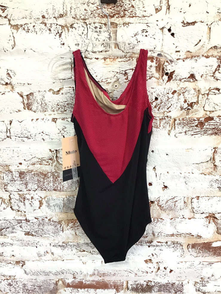 Nikolay - Anfisa Power Mesh Tank Leotard - Child (DAD1956MPN) - Black/Mesh (Raspberry)