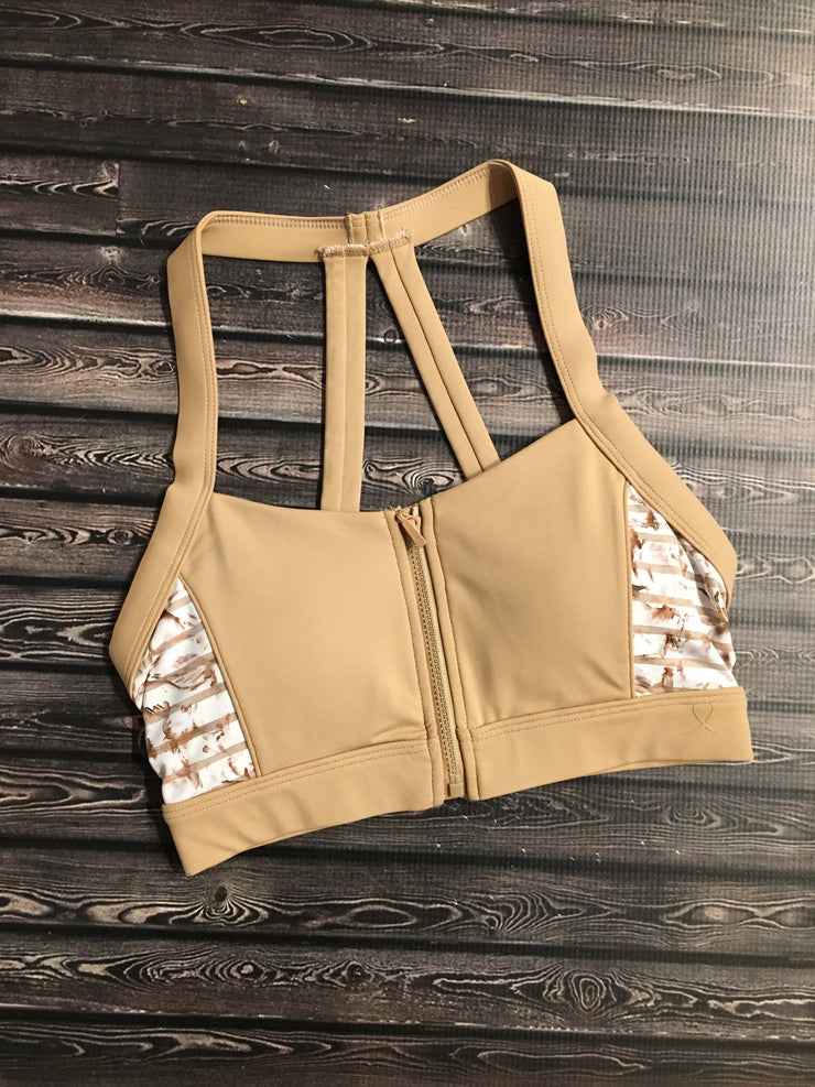 Bloch - Printed Mesh Side Panel Padded Crop Top - Adult (FT5052) - Nomad - Final Sale