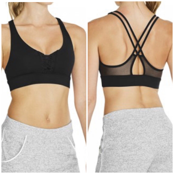 Bloch - Freedette Lace-Up X Back Mesh Crop Top - Adult (FT5106) - Black - Final Sale