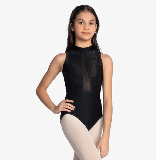 So Danca - High Neck Leotard with Floral Lace - Adult (RDE-2386) - Black