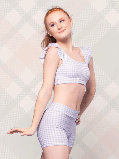Eleve Dancewear - Ellen Crop Top - Adult - Lavender Gingham - Final Sale