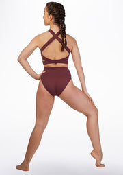 Bloch - Floral Mesh Layered High Leg Brief - Adult (FR5094) - Scarlet - Final Sale