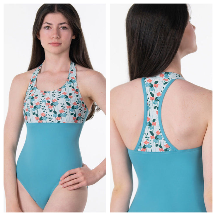Suffolk - Citrus Empire Halter Leotard - Child/Adult (2412C/2412A) - Aqua - Final Sale