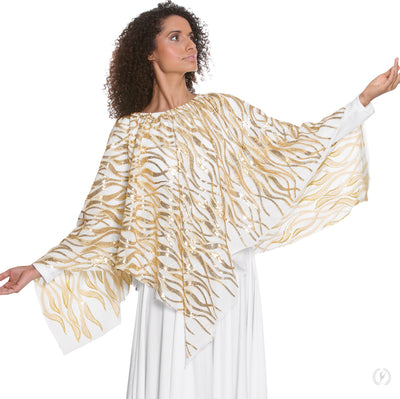 Eurotard - Passion of Faith Praise Skirt and Drape Overlay - Child (82768C) - White/Gold