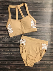 Bloch - Printed Mesh High Waisted Brief - Adult (FR5053) - Nomad - Final Sale