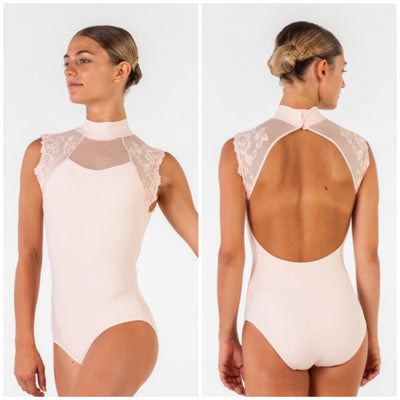 Ballet Rosa - Berenice High Lace Neckline/Open Back Leotard - Adult (1037LMA) - Poudré