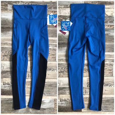 Motionwear - Devon High Waist Diagonal Legging w/Pocket - Adult (7274-596) - Ocean Blue Moss Interlock - Final Sale