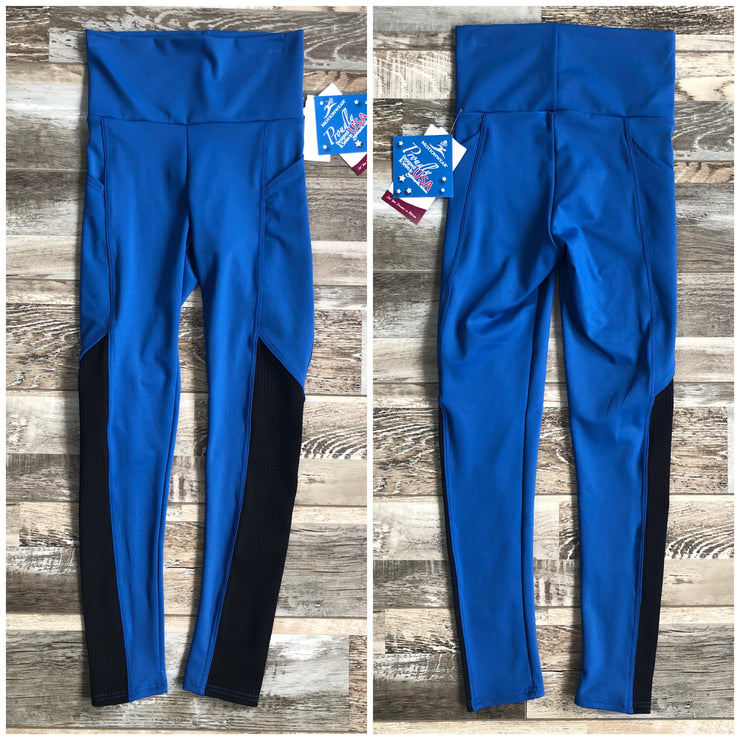 Motionwear - Devon High Waist Diagonal Legging w/Pocket - Adult (7274-596) - Ocean Blue Moss Interlock - Final Sale