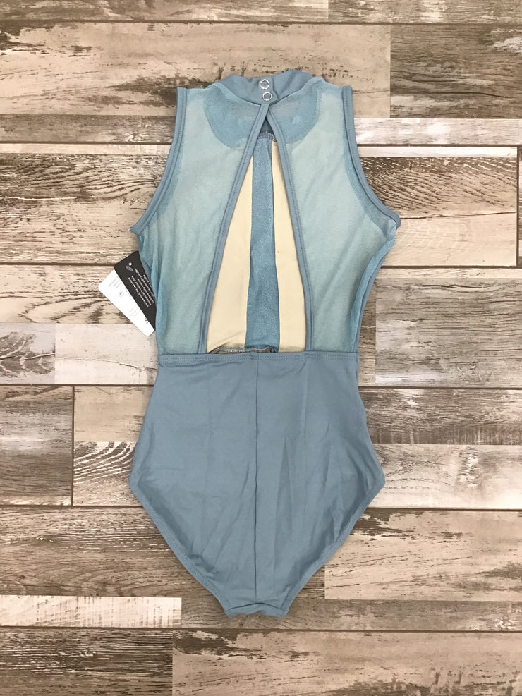 So Danca - High Neck Leotard with Floral Lace - Adult (RDE-2386) - Turkish Blue