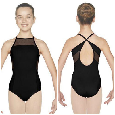 Mirella - Diamante Halter Neck Cross Back Camisole Leotard - Child (M1224C) - Black