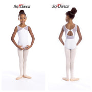 So Danca - Round Neck Mesh Panel Leotard - Child (L-1729ME) - White