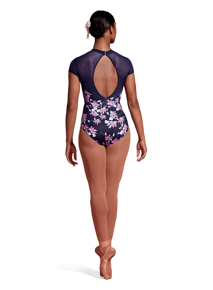 Mirella - Print Mock Neck Cap Sleeve Leotard - Adult (M5094LM) - Aubergine - Final Sale