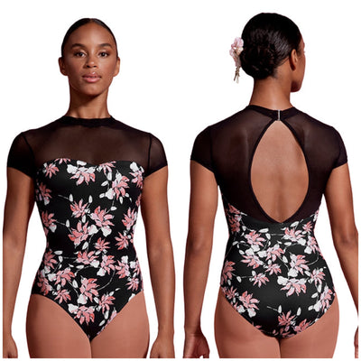 Mirella - Print Mock Neck Cap Sleeve Leotard - Adult (M5094LM) - Black - Final Sale