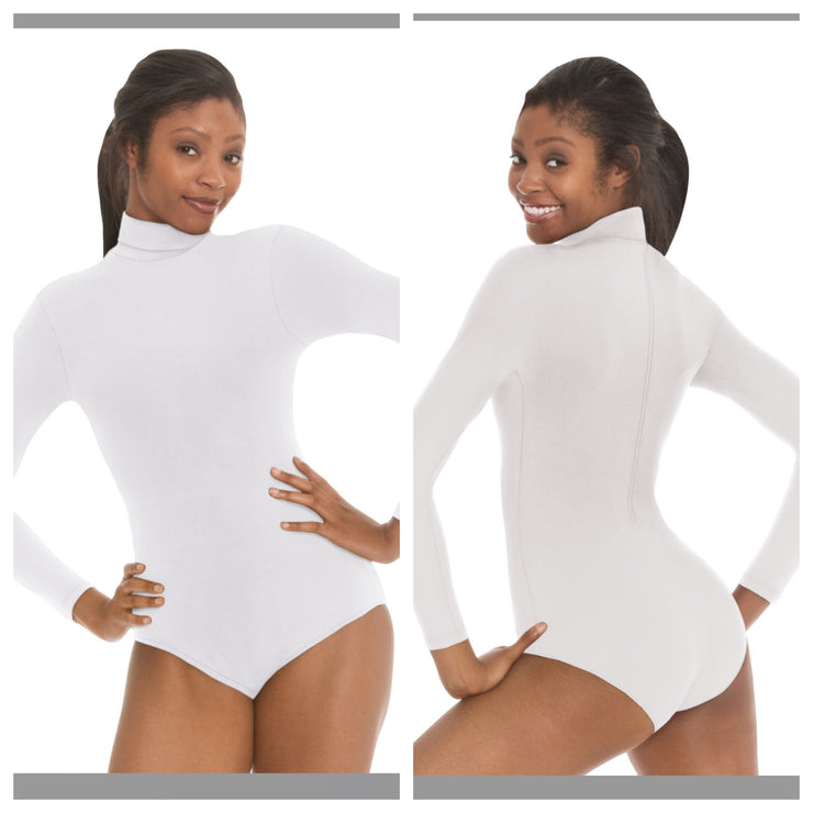 Eurotard - Mock Turtleneck Long Sleeve Leotard - Adult (44131) - White